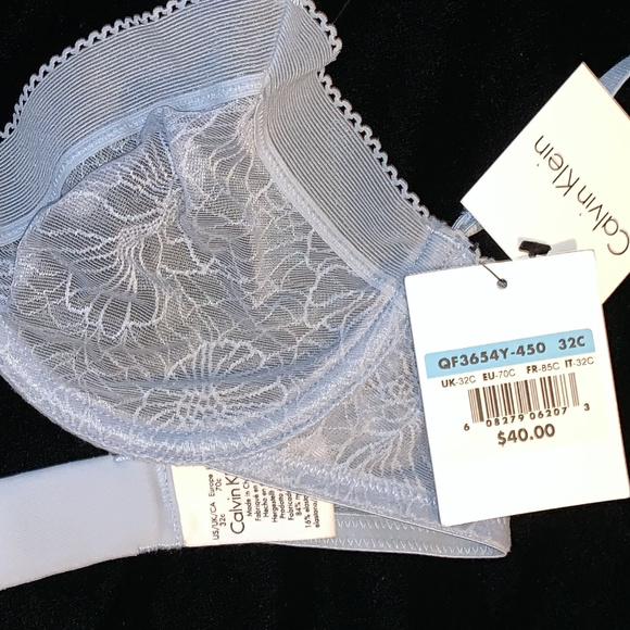 Calvin Klein Bare underwire lace gray Bra 32C NWT - Picture 3 of 4